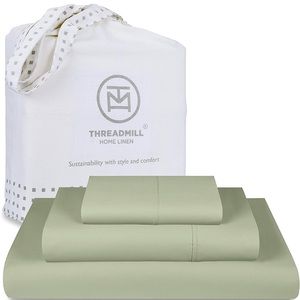 Threadmill Home Linen Bedding 300 Thread Count 100% Cotton Sheet Set, Sage color